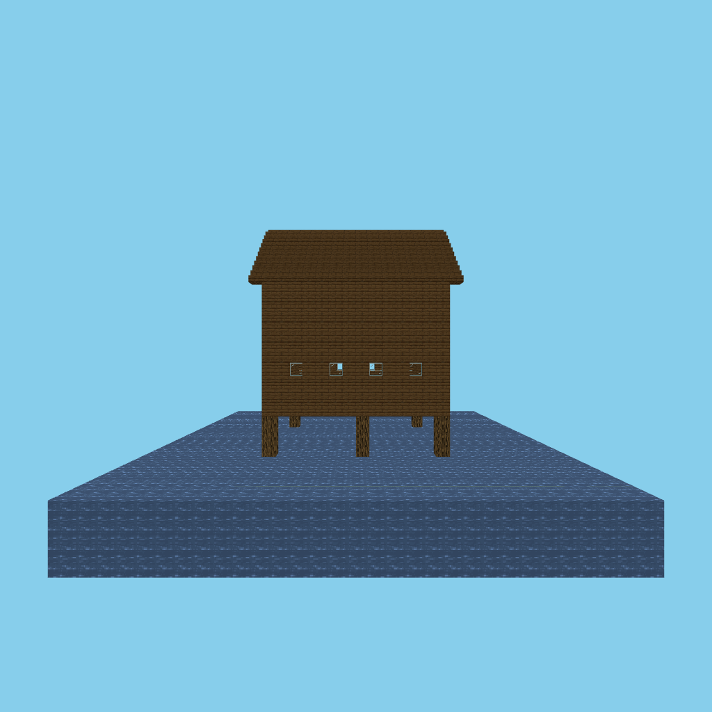 Stilt fishing cottage (bare) front view