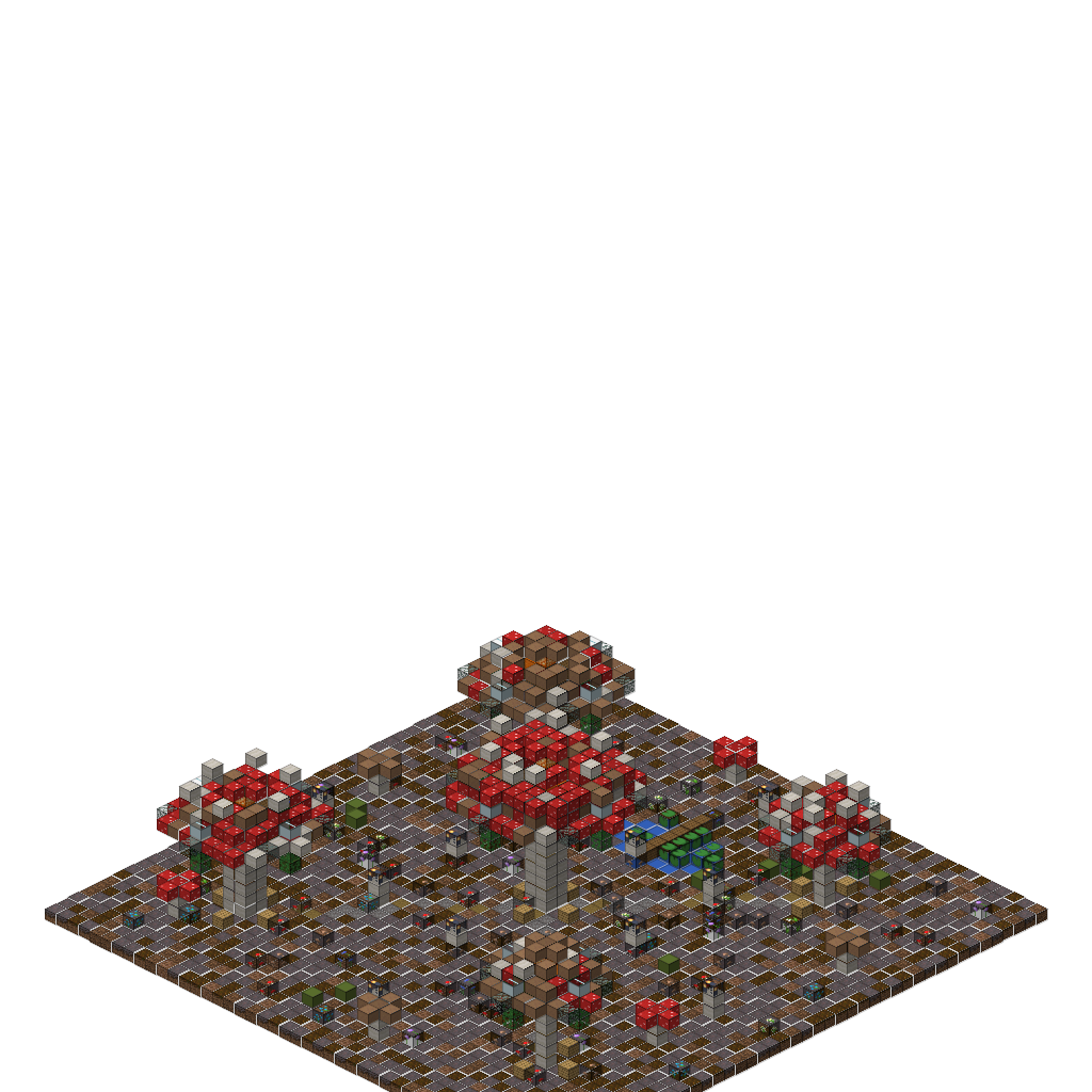 Mushroom Fairy Village (MCP Pipeline), isometric render