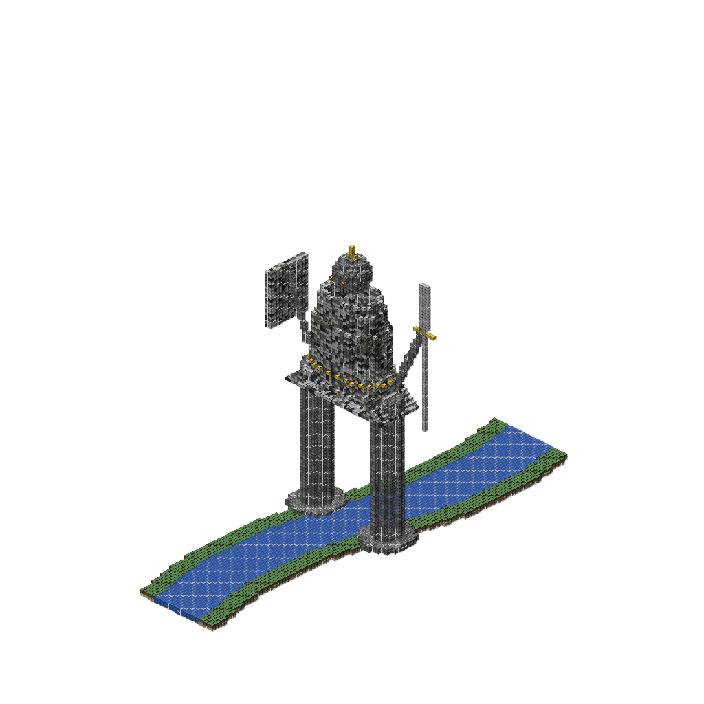 Colossus Straddling a River, isometric render