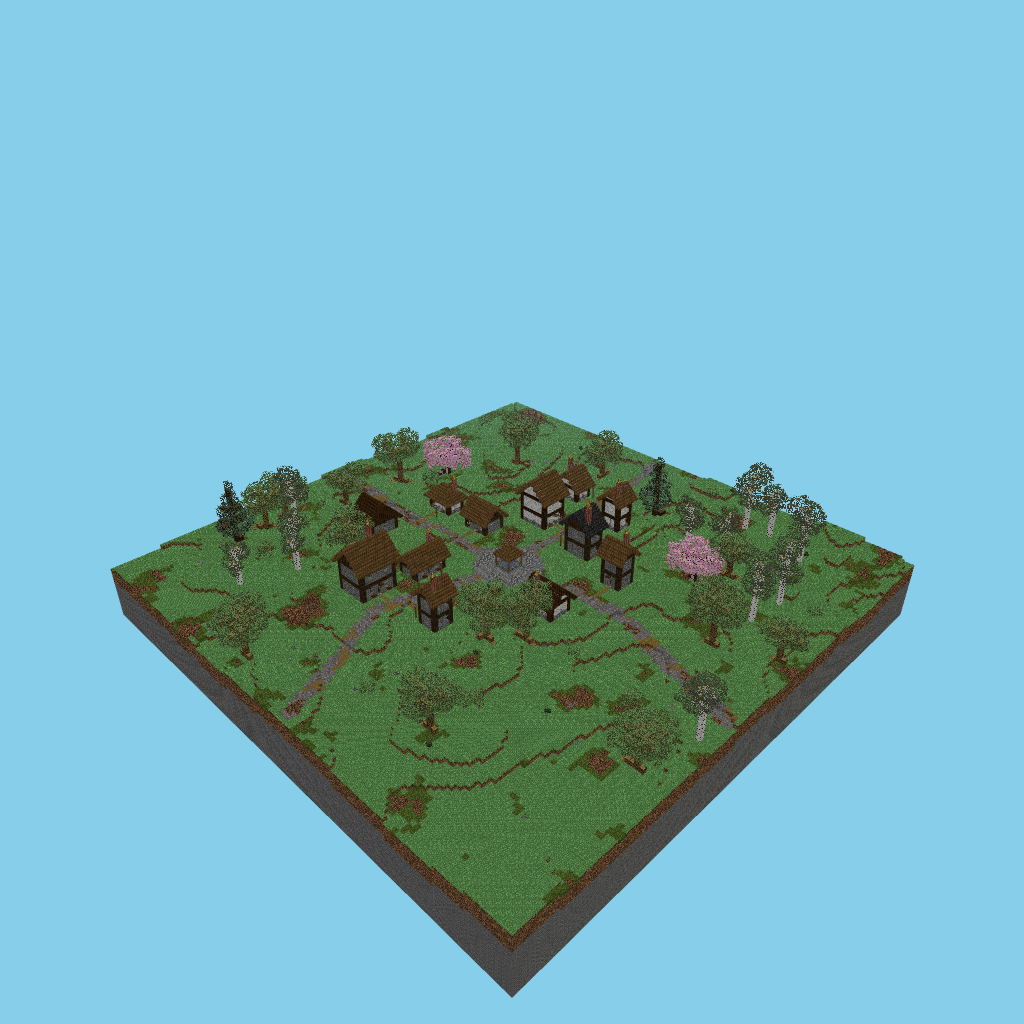 Parametric village (varied houses + trees)