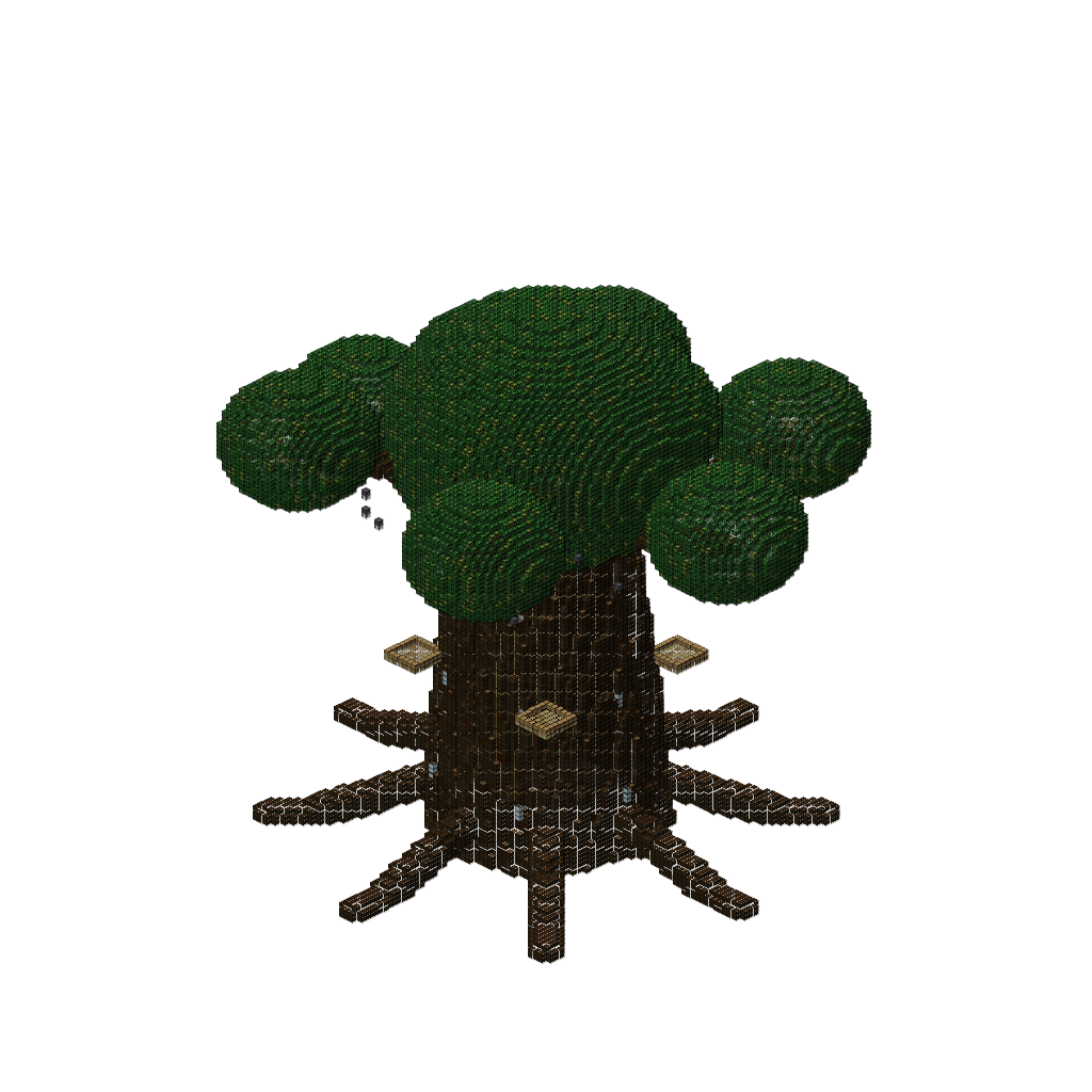 Elven City in Giant Tree, isometric render
