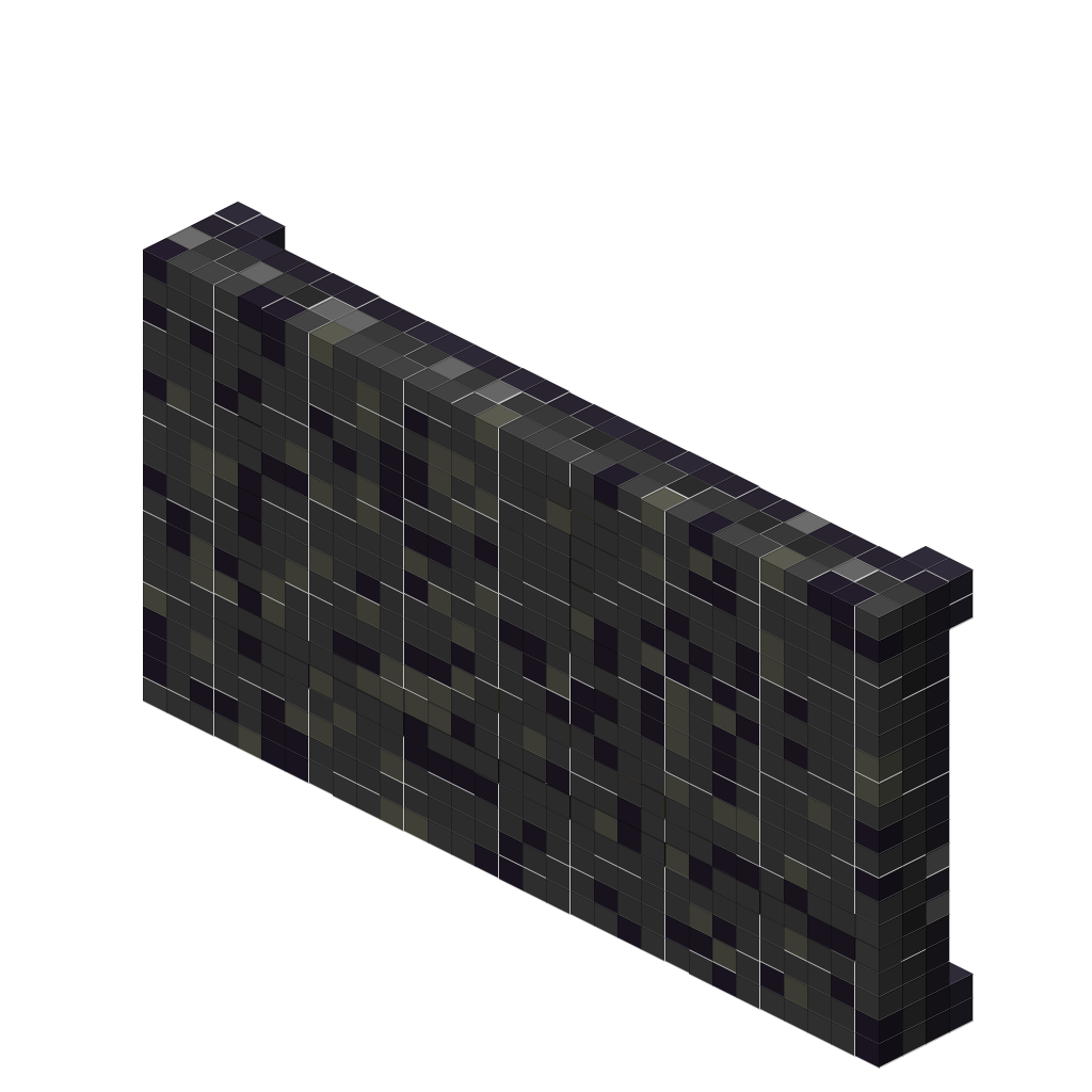 Pared Bosque Profundo — relieve oscuro con vetas glow, isometric render