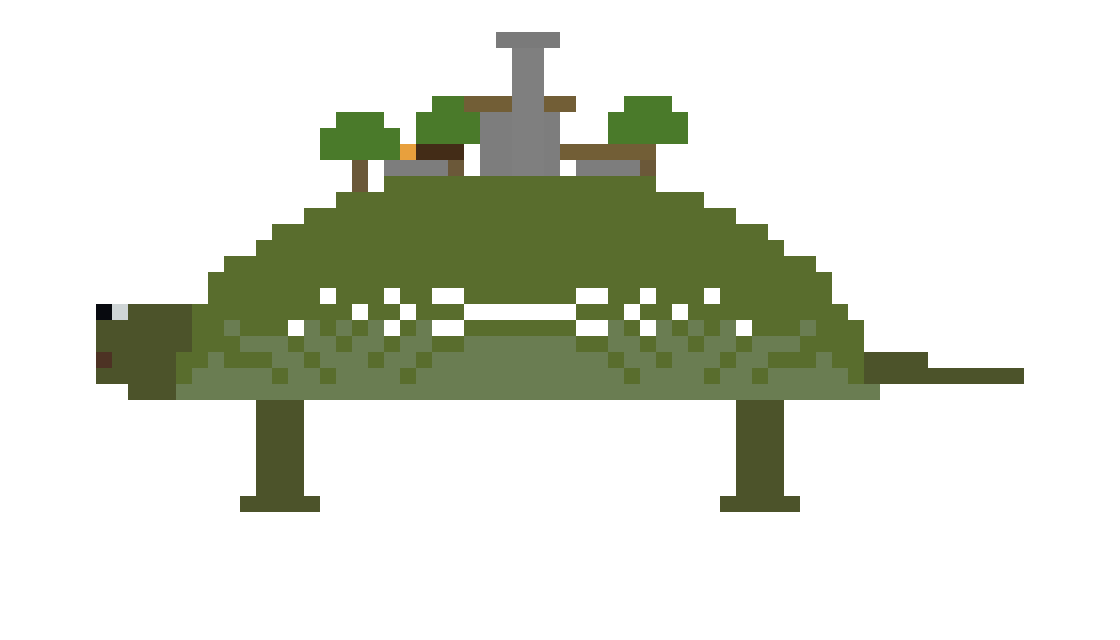 Giant Turtle with Village on Shell (Group B) front view