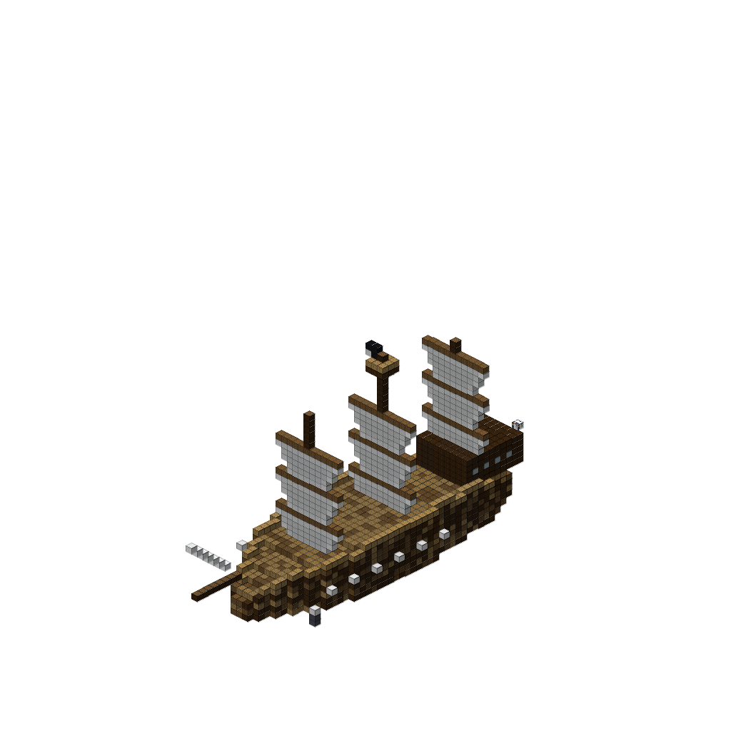 Pirate Ship with Sails, isometric render