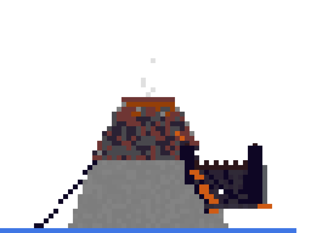Volcano Island with Lava Rivers and Obsidian Fortress (MCP Pipeline) front view