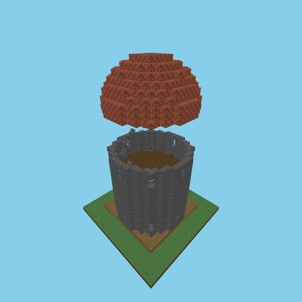 observatory bare, isometric render