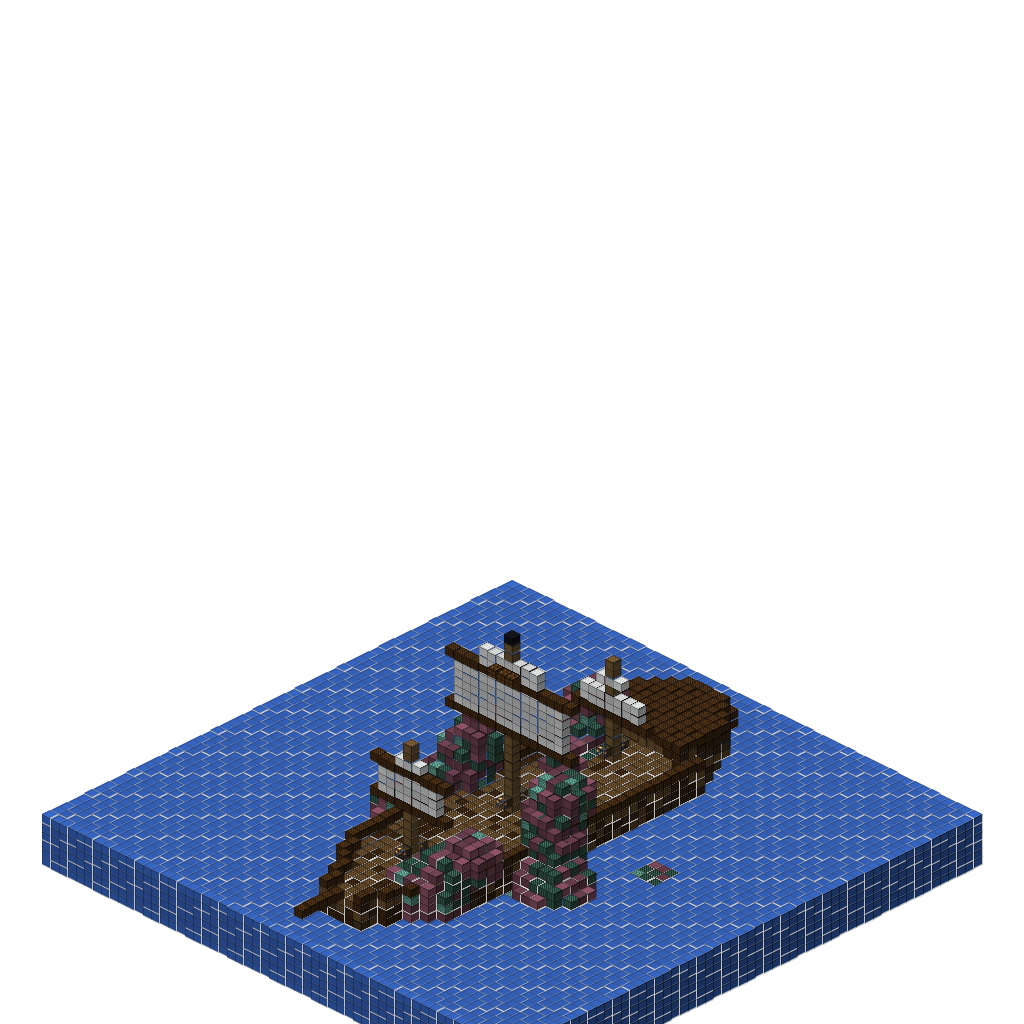 Kraken Attacking Galleon (Phase 1), isometric render