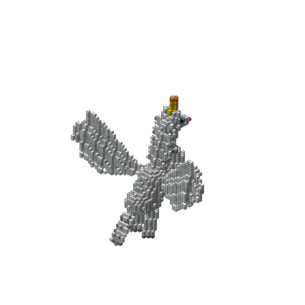 White Unicorn with Angel Wings, isometric render