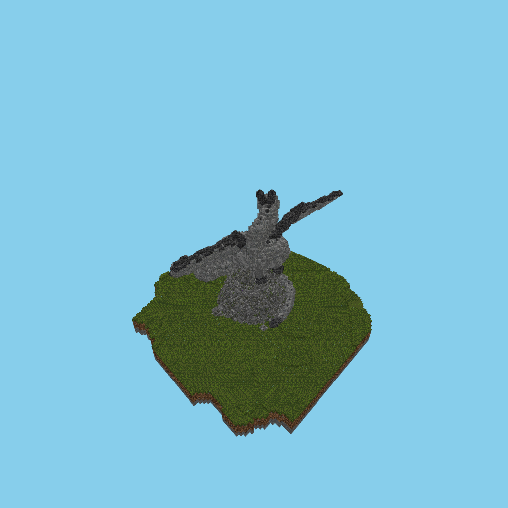 Coiled Stone Dragon on Rocky Crag, isometric render