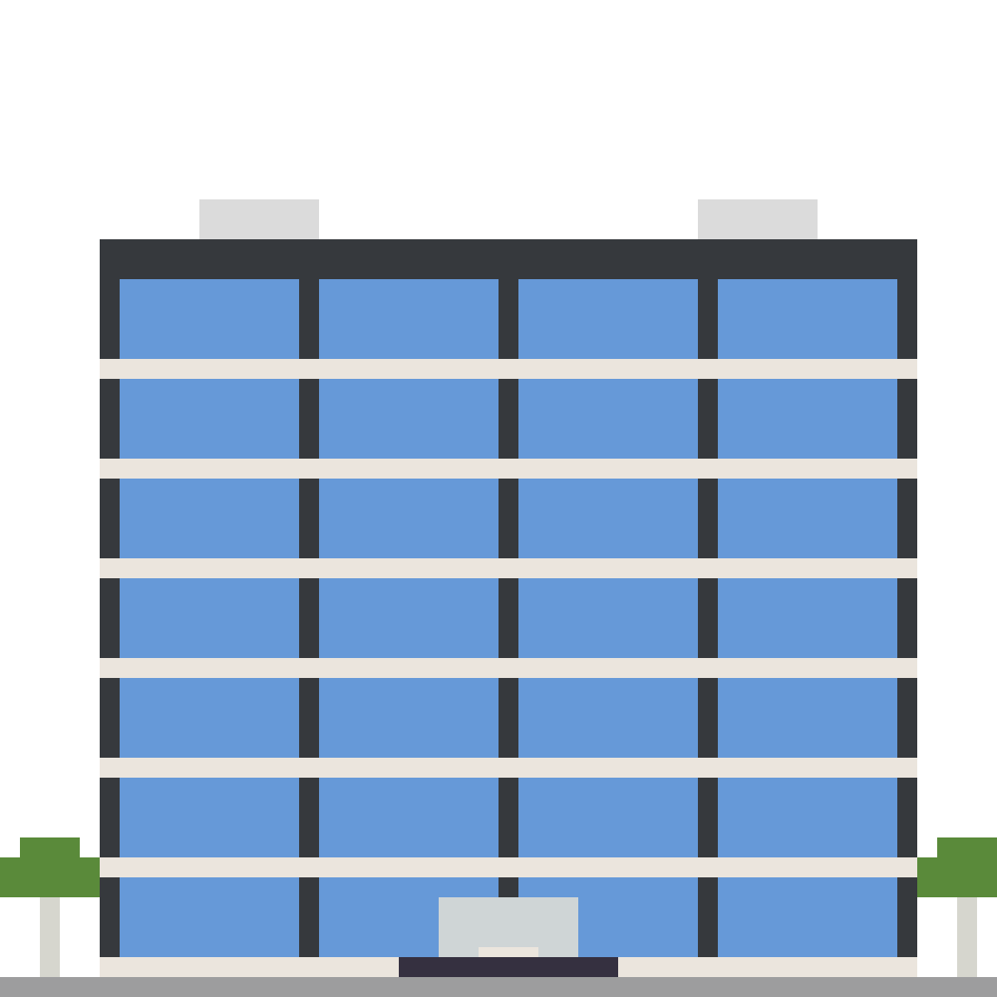 Modern Glass Office Building front view