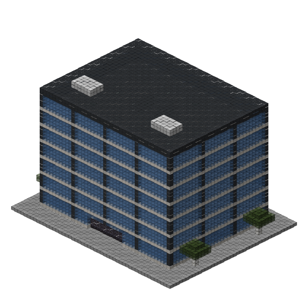 Modern Glass Office Building, isometric render