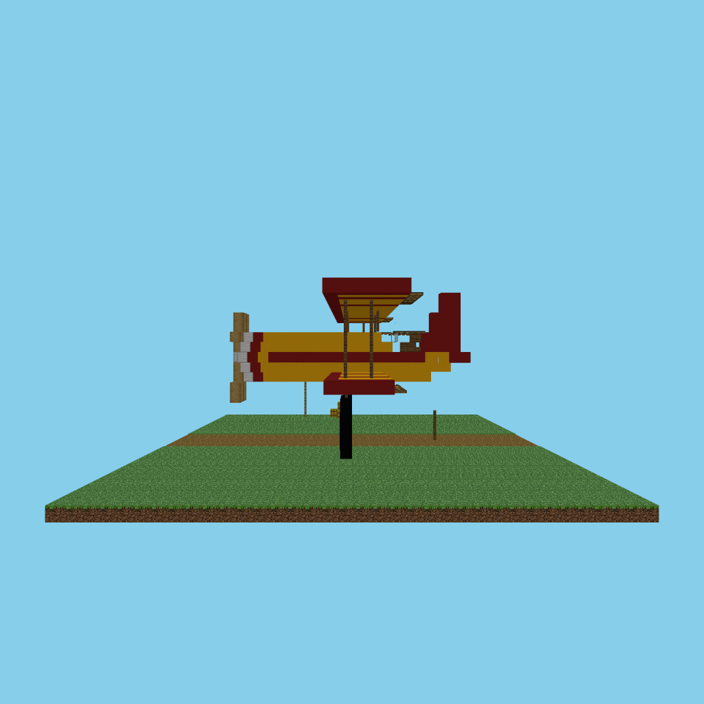 Vintage biplane on airstrip front view