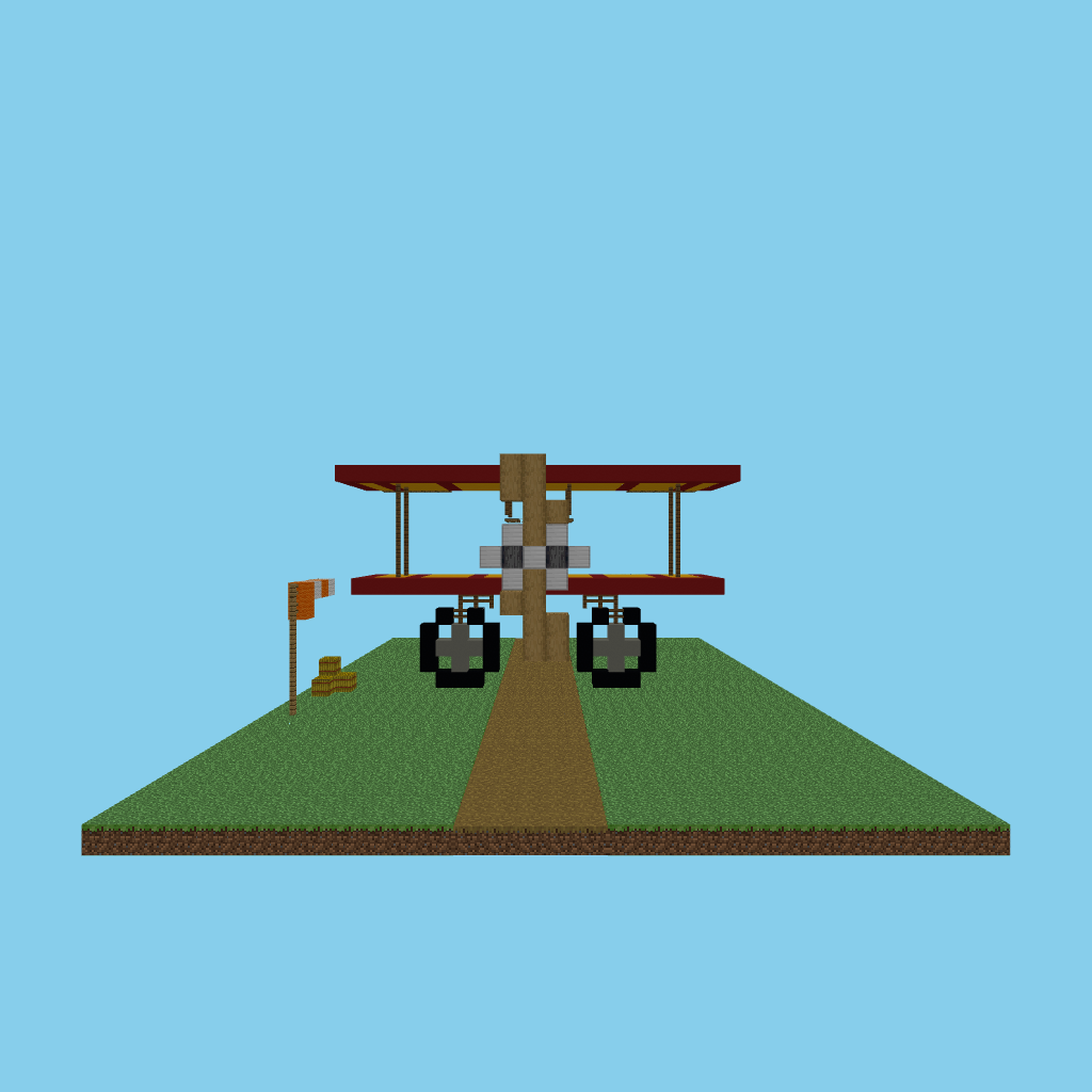 Vintage biplane on airstrip side view
