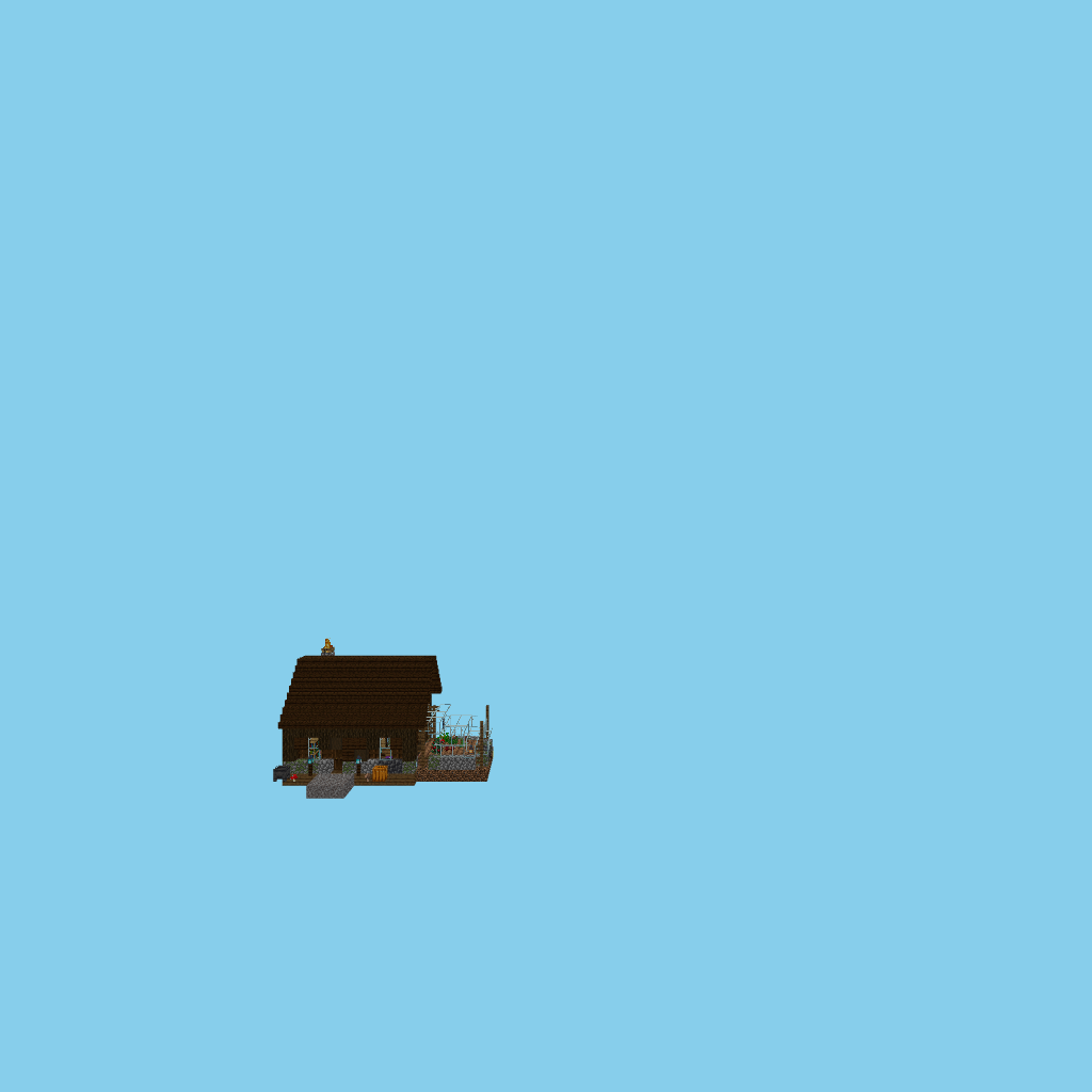 [autoeval guided] witch cottage + greenhouse front view