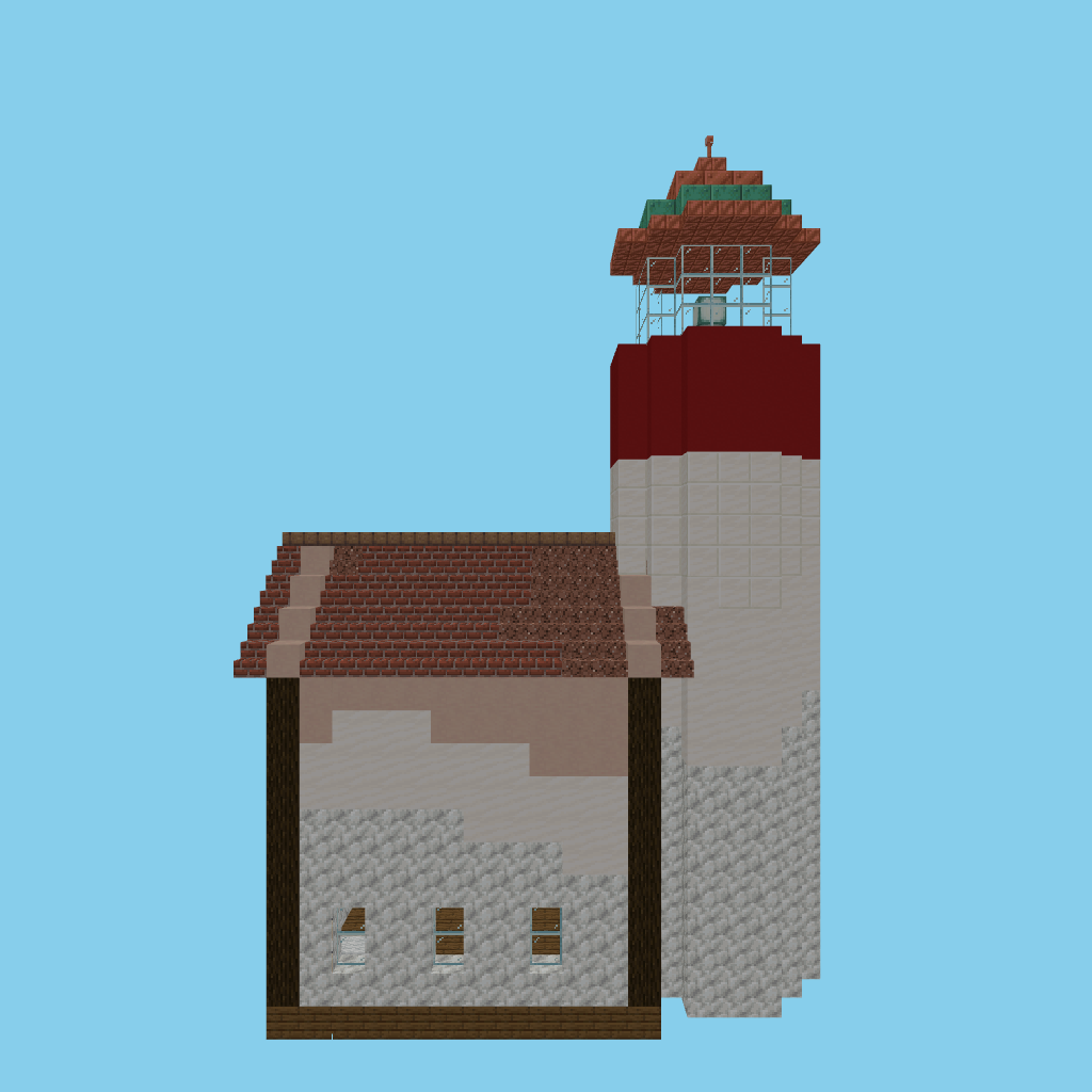 A-indexed lighthouse-keeper complex front view