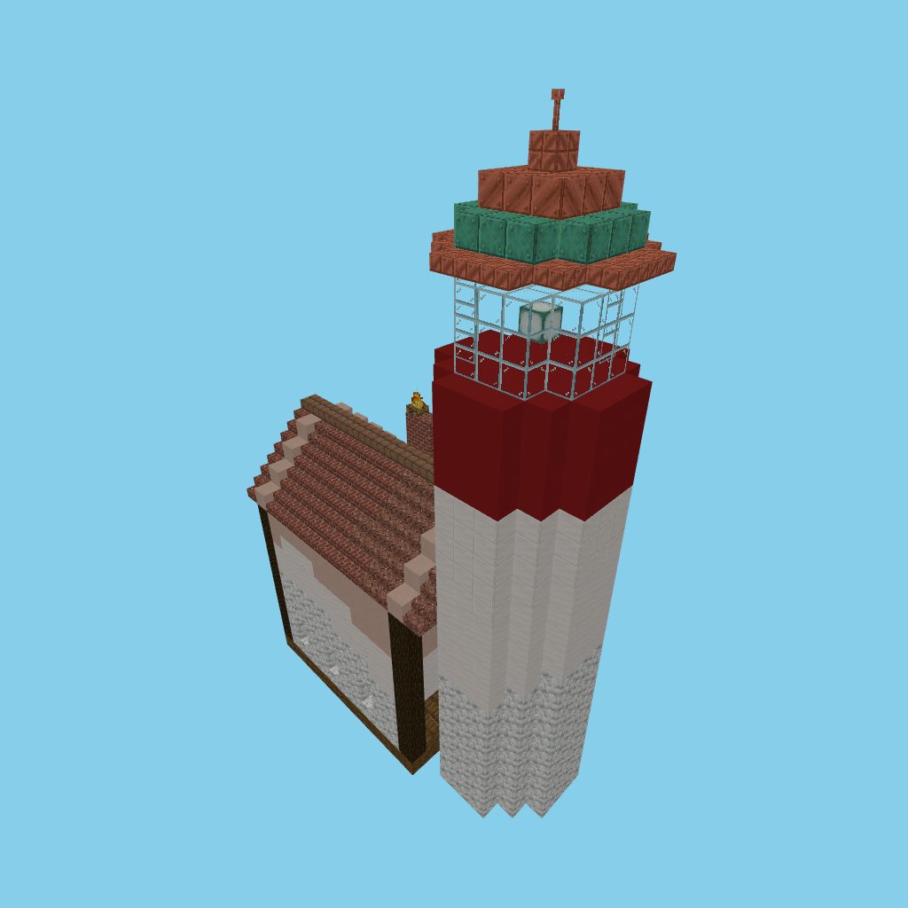 A-indexed lighthouse-keeper complex, isometric render