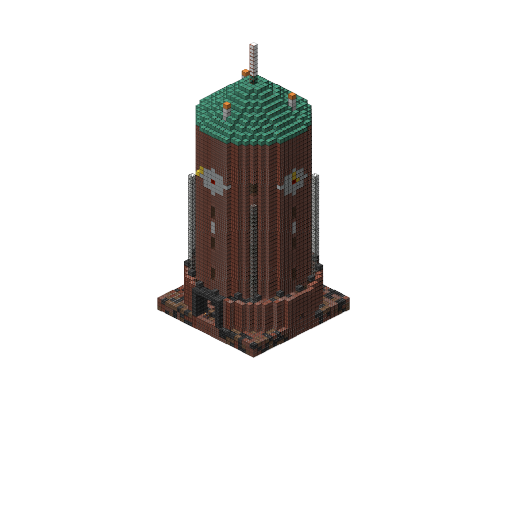 Steampunk Clocktower, isometric render
