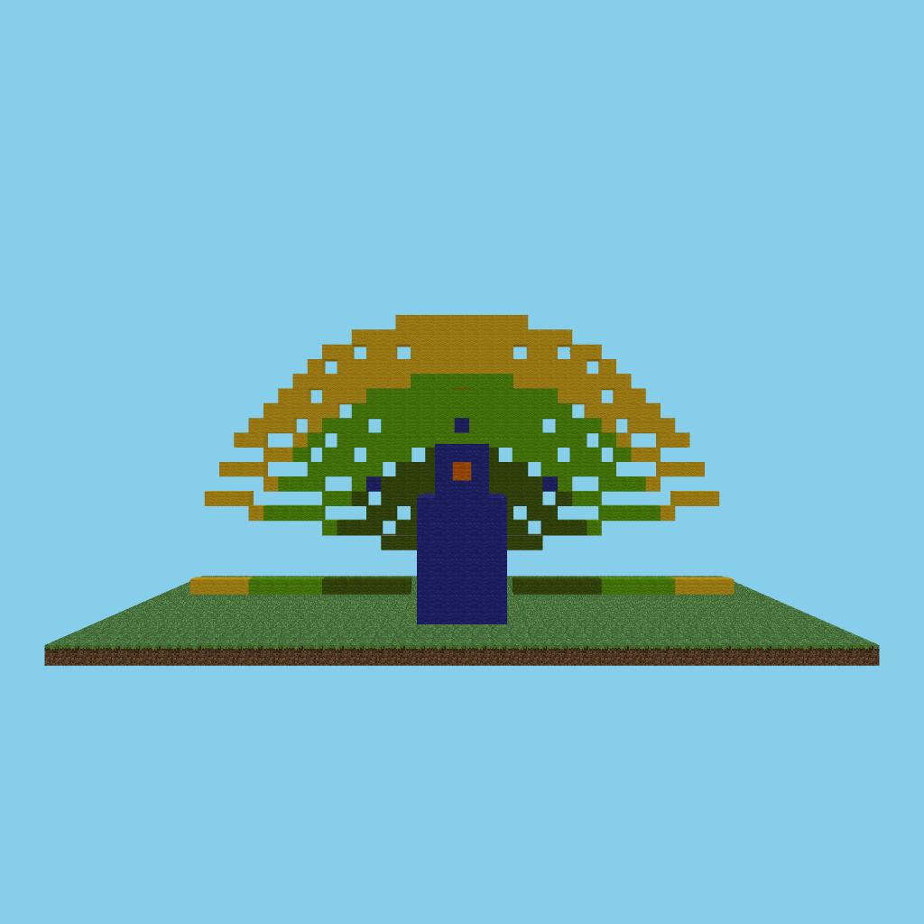 Peacock display (bare) front view
