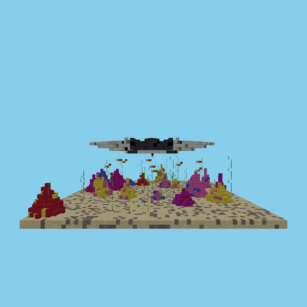 Manta ray over reef (guided, sonnet-5-5) front view