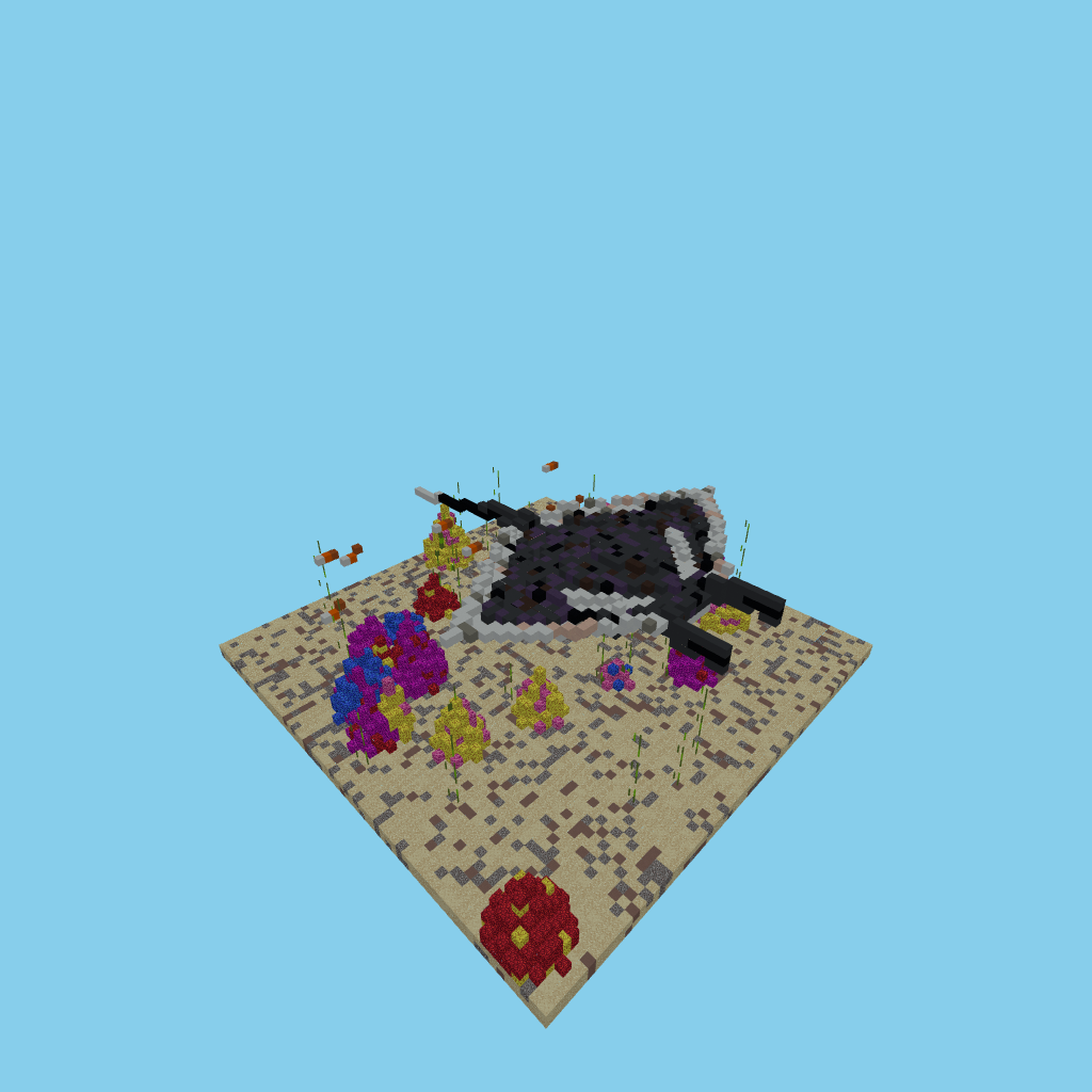 Manta ray over reef (guided, sonnet-5-5) isometric view