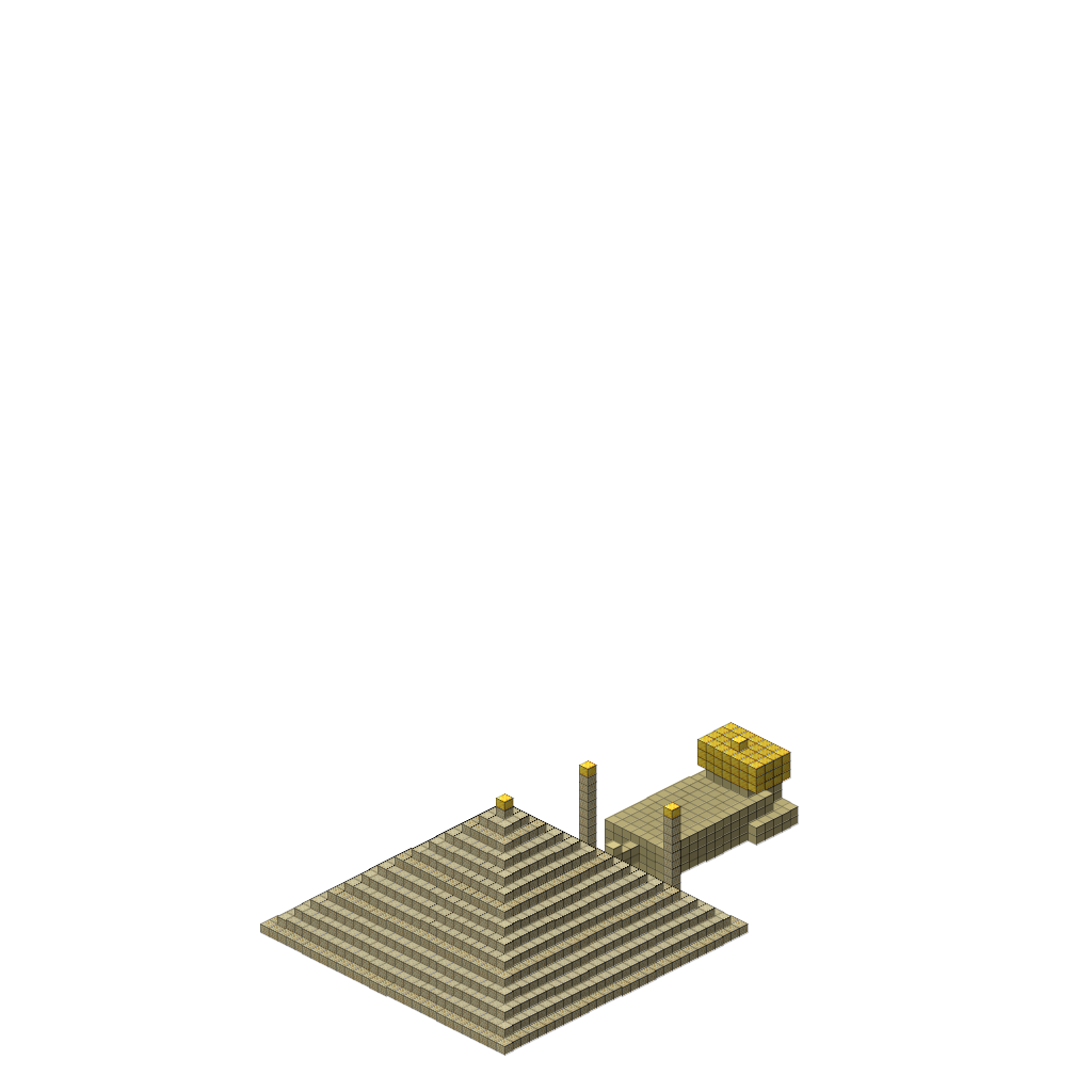 Desert Pyramid with Sphinx (Group A), isometric render