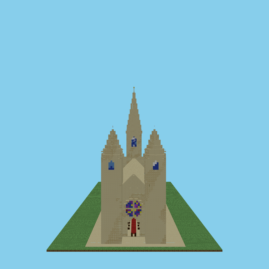 Pale Sandstone Gothic Cathedral front view