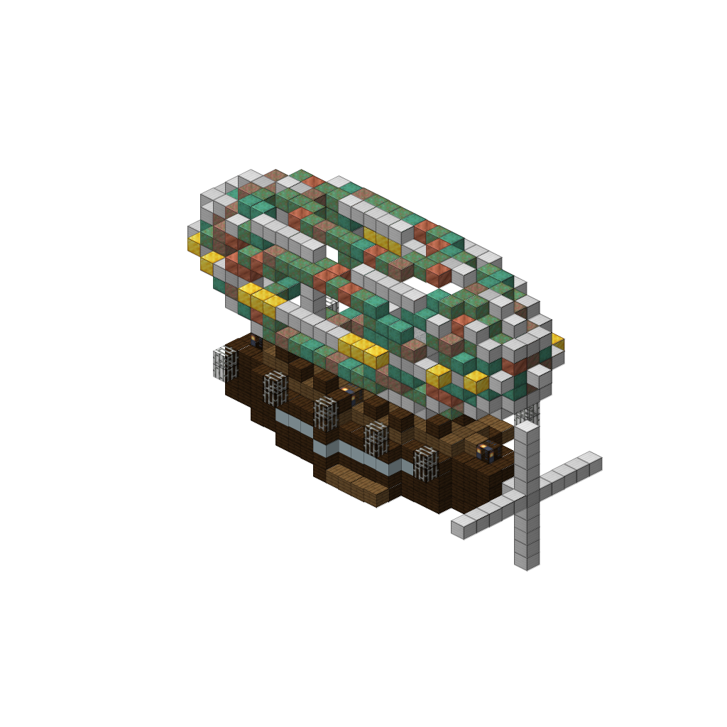 Steampunk Airship (Group A), isometric render