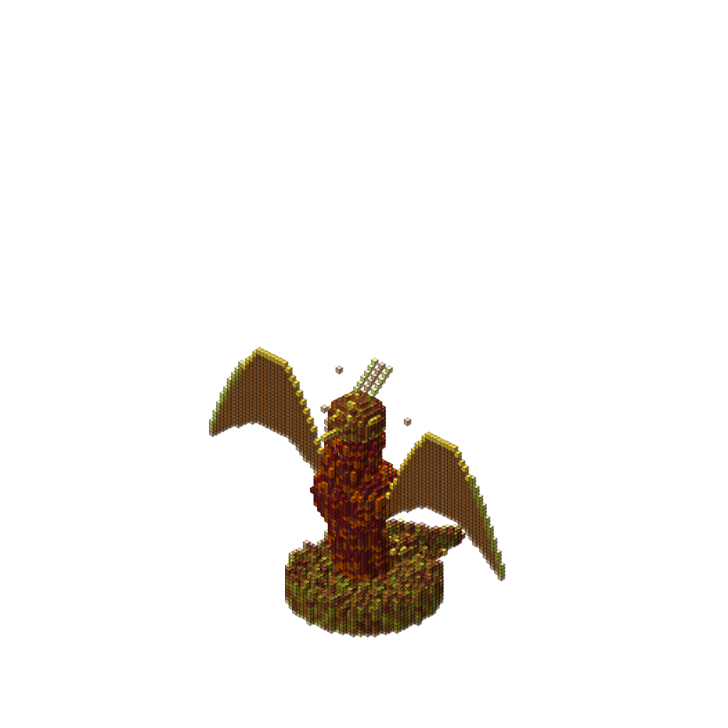 Phoenix Rising from Flames, isometric render