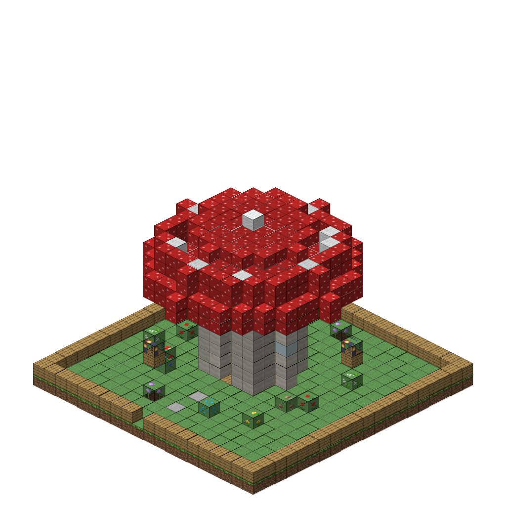 Mushroom Fairy House (Group A), isometric render