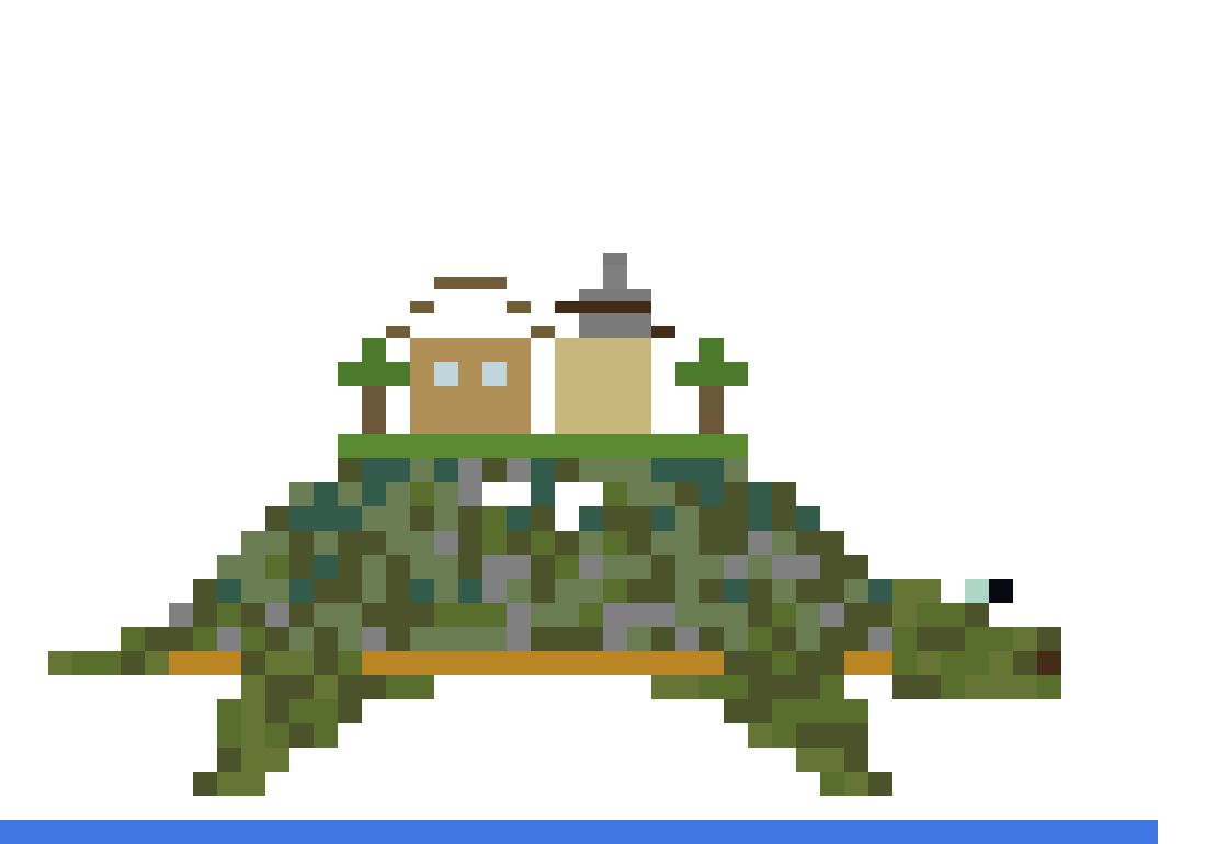 Giant Turtle with Village (Phase 1) (Group A) front view