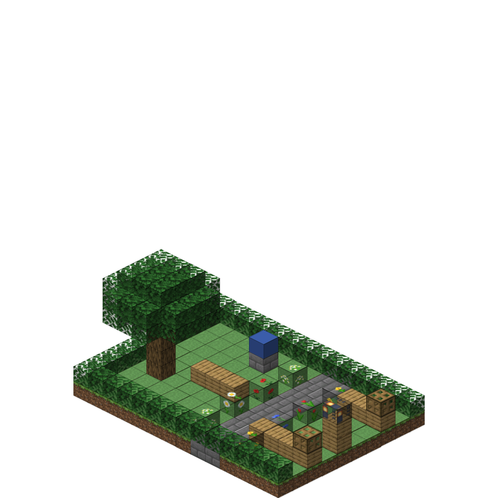 Park Bench and Garden, isometric render