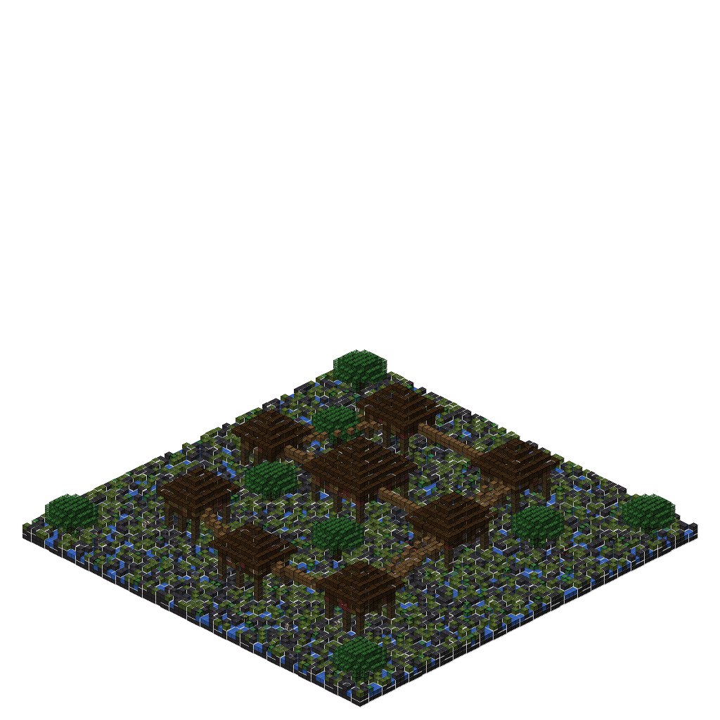 Swamp Witch Village on Stilts, isometric render