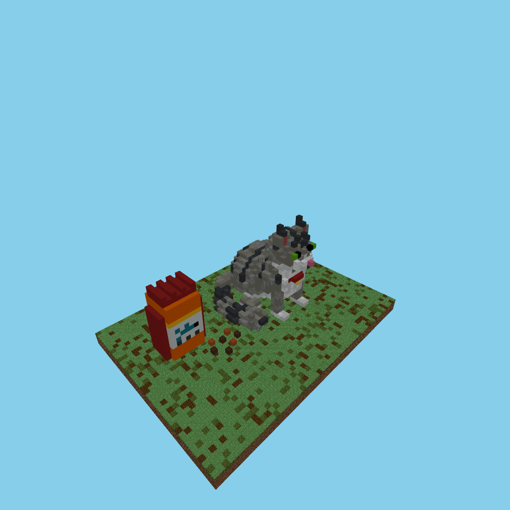 Gato Gris Atigrado + Bolsa de Snacks, isometric render