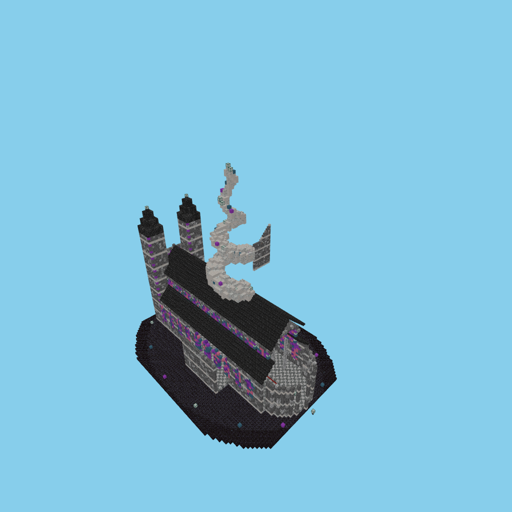 Catedral Gótica de Neón con Chapitel de Caracol, isometric render