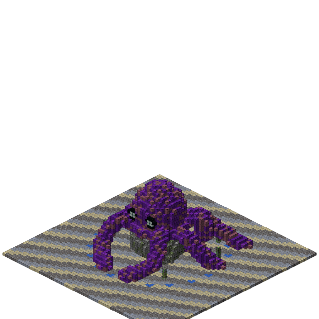 Giant Octopus on Rock (Phase 1), isometric render