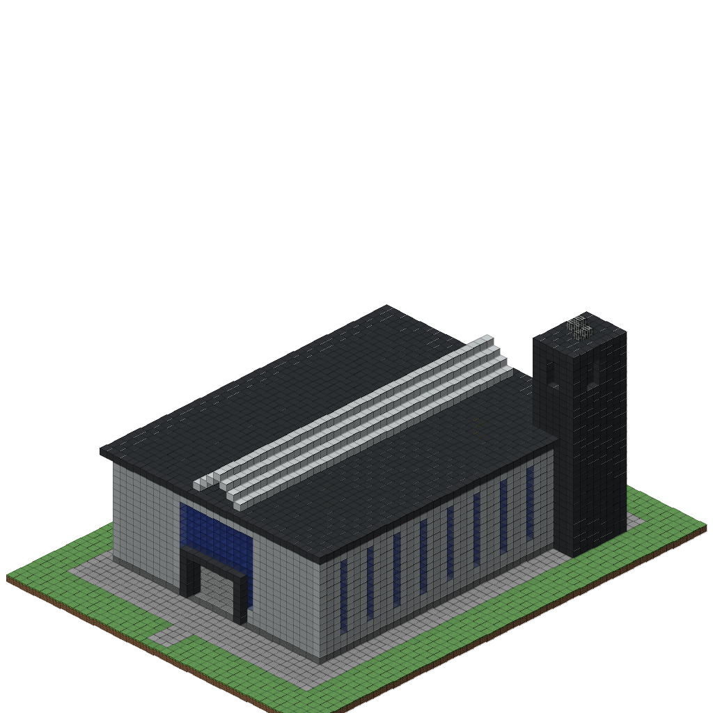 Modernist Church, isometric render